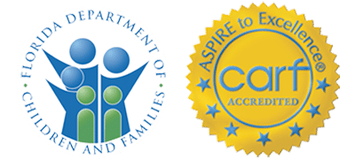 Florida DCF and CARF accredited logos