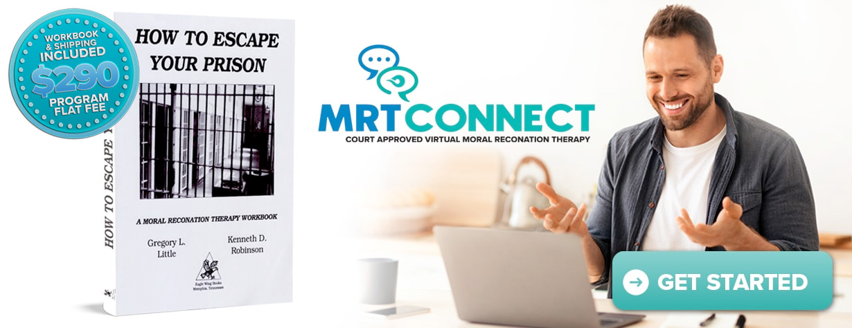 Image of client engaged in online MRT with workbook collage